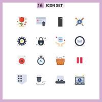 Modern Set of 16 Flat Colors and symbols such as money cogs design digital articales Editable Pack of Creative Vector Design Elements