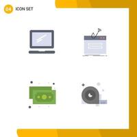 Group of 4 Modern Flat Icons Set for computer theft imac internet finance Editable Vector Design Elements