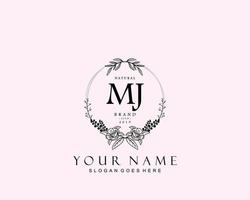Initial MJ beauty monogram and elegant logo design, handwriting logo of initial signature, wedding, fashion, floral and botanical with creative template. vector