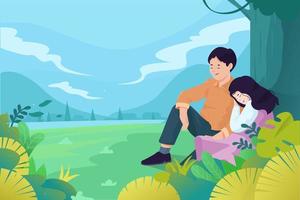 Couple in the Park on Valentine's Day vector