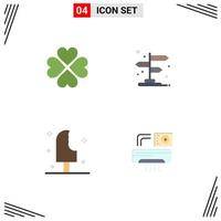 Universal Icon Symbols Group of 4 Modern Flat Icons of heart dessert favorite directions ice Editable Vector Design Elements