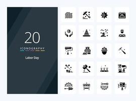 20 Labor Day Solid Glyph icon for presentation vector