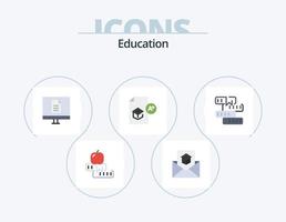 paquete de iconos planos de educación 5 diseño de iconos. conocimiento. educación. invitar. escuela. Internet vector