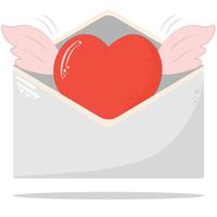 lindo sobre con corazón sobre fondo blanco. Feliz día de San Valentín. vector