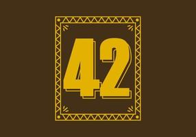 número 42 en marco de rectángulo retro vector