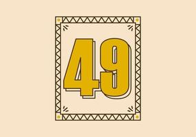 Vintage rectangle frame with number 49 on it vector