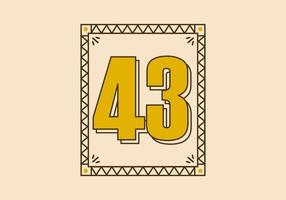 Vintage rectangle frame with number 43 on it vector