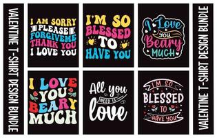 Valentines Typography  T-shirt Design Bundle.t vector