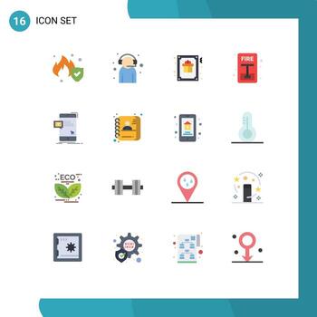 16 User Interface Flat Color Pack of modern Signs and Symbols of bulk evacuate card escape greeting Editable Pack of Creative Vector Design Elements