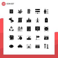 25 User Interface Solid Glyph Pack of modern Signs and Symbols of employee abilities remote network digital Editable Vector Design Elements