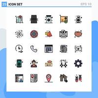Universal Icon Symbols Group of 25 Modern Filled line Flat Colors of camping devices drug computers add Editable Vector Design Elements