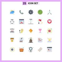 Group of 25 Flat Colors Signs and Symbols for data algorithm media fire ware vegetable Editable Vector Design Elements