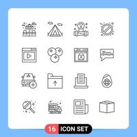 Modern Set of 16 Outlines Pictograph of video page media tools interface media tablet Editable Vector Design Elements