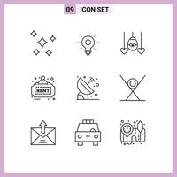 Group of 9 Modern Outlines Set for sign real insight estate easter Editable Vector Design Elements