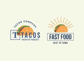 Ilustración de vector de diseño de logotipo de tacos. bueno para el menú del restaurante y la insignia del café.