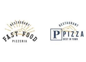 logotipo de pizza vintage retro y plantilla de tipografía vector