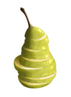 png ilustración sobre un fondo transparente una fruta pera verde pirámide cortada madura