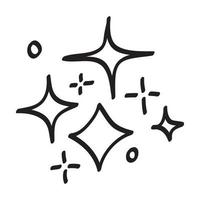 conjunto de garabatos de estrellas vectoriales icono brillante, icono de superficie limpia. estrellas de efecto de luz brillante y explosión brillante. aislado sobre fondo blanco. ilustración vectorial vector