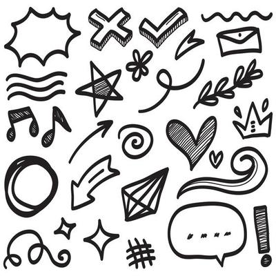 Doodle lines, Arrows, circles and curves vector.hand drawn design elements isolated on white background for infographic. vector illustration.