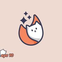 icono de fuego de gato asomándose vector