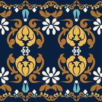 Flower decorative ornament. Floral seamless pattern. Blue yellow color. Vector graphic vintage pattern. For fabric, tile, wallpaper or packaging.