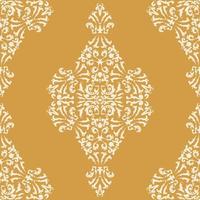 Damask pattern with arabesques seamless background. Ornament in Eastern style. Gold, yellow. Vector graphics. For fabric, tile, wallpaper or packaging.