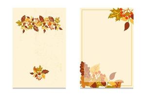 conjunto de fondos otoñales para invitaciones, menús o publicidad. lugar para su texto. pancartas de otoño. vector