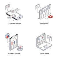 Set of Web Isometric Icons vector