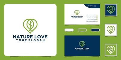 nature love logo design inspiration and business card vector