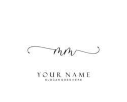 Initial MM beauty monogram and elegant logo design, handwriting logo of initial signature, wedding, fashion, floral and botanical with creative template. vector