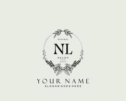 Initial NL beauty monogram and elegant logo design, handwriting logo of initial signature, wedding, fashion, floral and botanical with creative template. vector