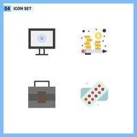 Universal Icon Symbols Group of 4 Modern Flat Icons of display tools budget management medical Editable Vector Design Elements
