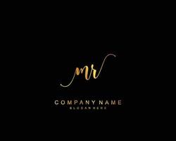 Initial MR beauty monogram and elegant logo design, handwriting logo of initial signature, wedding, fashion, floral and botanical with creative template. vector