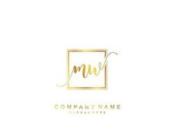 Initial MW beauty monogram and elegant logo design, handwriting logo of initial signature, wedding, fashion, floral and botanical with creative template. vector