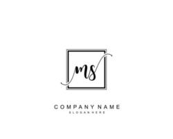 Initial MS beauty monogram and elegant logo design, handwriting logo of initial signature, wedding, fashion, floral and botanical with creative template. vector