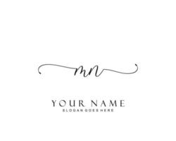 Initial MN beauty monogram and elegant logo design, handwriting logo of initial signature, wedding, fashion, floral and botanical with creative template. vector