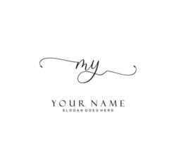 Initial MY beauty monogram and elegant logo design, handwriting logo of initial signature, wedding, fashion, floral and botanical with creative template. vector