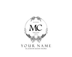 Initial MC beauty monogram and elegant logo design, handwriting logo of initial signature, wedding, fashion, floral and botanical with creative template. vector