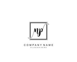 Initial NP beauty monogram and elegant logo design, handwriting logo of initial signature, wedding, fashion, floral and botanical with creative template. vector