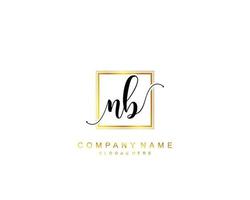 Initial NB beauty monogram and elegant logo design, handwriting logo of initial signature, wedding, fashion, floral and botanical with creative template. vector