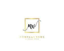 Initial NV beauty monogram and elegant logo design, handwriting logo of initial signature, wedding, fashion, floral and botanical with creative template. vector