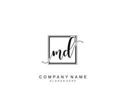Initial MD beauty monogram and elegant logo design, handwriting logo of initial signature, wedding, fashion, floral and botanical with creative template. vector