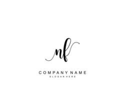 Initial NF beauty monogram and elegant logo design, handwriting logo of initial signature, wedding, fashion, floral and botanical with creative template. vector