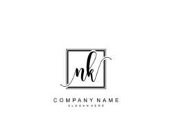 Initial NK beauty monogram and elegant logo design, handwriting logo of initial signature, wedding, fashion, floral and botanical with creative template. vector