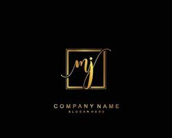 monograma de belleza mj inicial y diseño de logotipo elegante, logotipo de escritura a mano de firma inicial, boda, moda, floral y botánica con plantilla creativa. vector