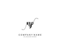 Initial NP beauty monogram and elegant logo design, handwriting logo of initial signature, wedding, fashion, floral and botanical with creative template. vector