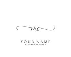 Initial MC beauty monogram and elegant logo design, handwriting logo of initial signature, wedding, fashion, floral and botanical with creative template. vector