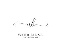 Initial NB beauty monogram and elegant logo design, handwriting logo of initial signature, wedding, fashion, floral and botanical with creative template. vector