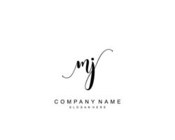 monograma de belleza mj inicial y diseño de logotipo elegante, logotipo de escritura a mano de firma inicial, boda, moda, floral y botánica con plantilla creativa. vector