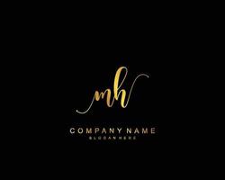 Initial MH beauty monogram and elegant logo design, handwriting logo of initial signature, wedding, fashion, floral and botanical with creative template. vector